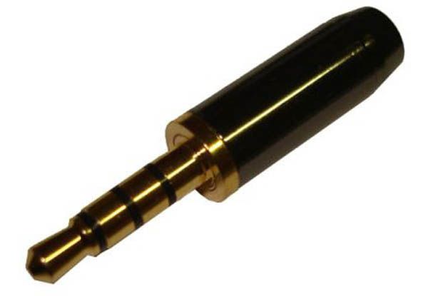 Klinkenstecker 3,5mm 4-fach Metall vergoldet