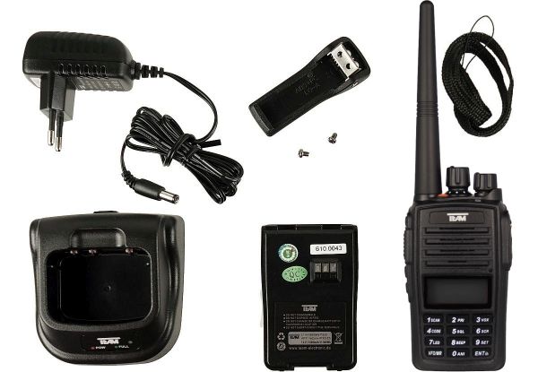 Team TeCom-IPX5 UHF 70cm Betriebsfunk Handfunkgerät IP67 Tischlader, Akku