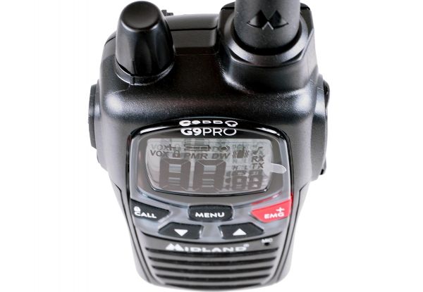Midland G9 Pro - LPD PMR 446 16 Kanal Handfunkgerät, Tischlader, Akkus