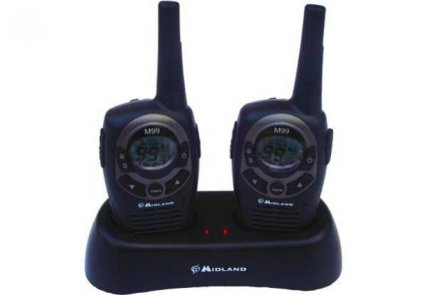 Midland M99 - PMR 446 Handfunkgeräte Paar + Lader, Akkus, Headsets