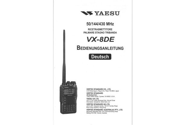 Yaesu VX-8DE - Bedienungsanleitung deutsch