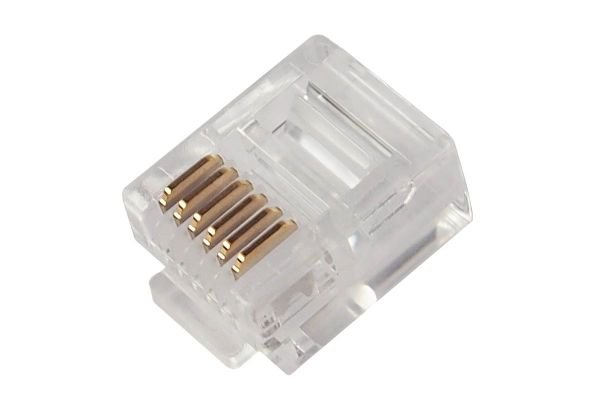 RJ-12 6P6C 6-Pin Western-Modular-Stecker flach